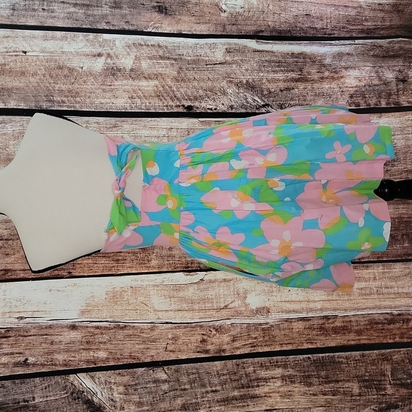 Lilly Pulitzer Size 6 Richelle Shorely Blue Mojo Strapless Tie Back Dress - Picture 5 of 8